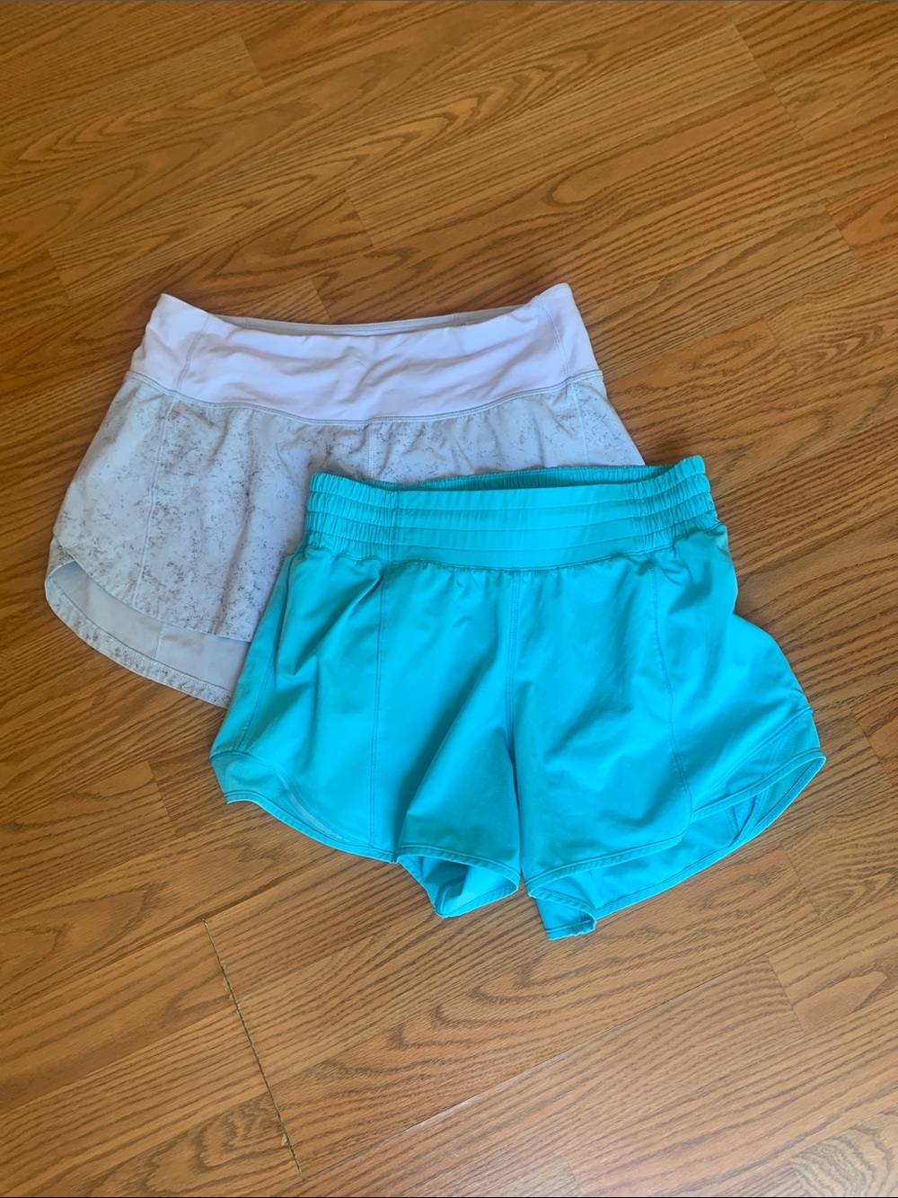 Athletic Skort and Running Shorts Set - White & Teal